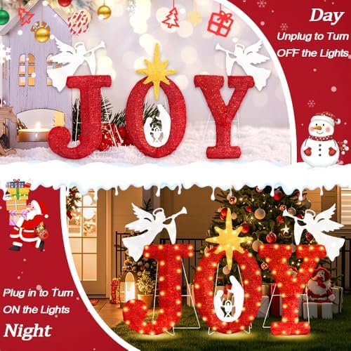 Lighted Joy Christmas Yard Outdoor Decoration 22.5In Large Nativity Scene