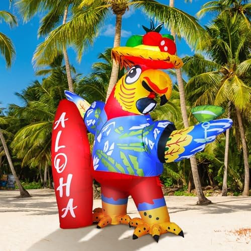 Leyndo 6.56x7.55ft Inflatable Parrot Decorations with LED Lights, Large