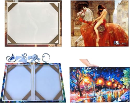 DIY Solid Wood Canvas Frame Kit with Stretch Bar - Customized Wooden Art Frames for Paintings - Easy-to-Build Canvas Stretching System - Wall Art & Oil Painting Accessories (32" x 44")