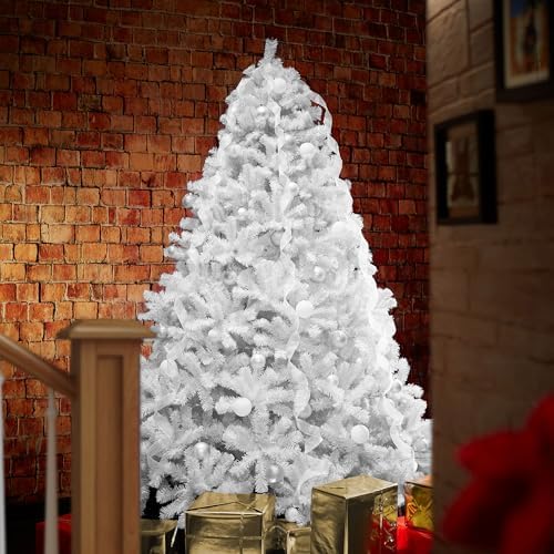 Casafield 7.5FT White Spruce Artificial Holiday Christmas Tree with Sturdy Metal Stand