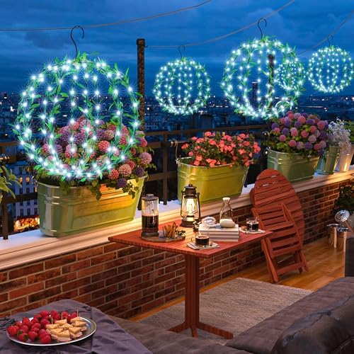 Joomer Solar Ball Lights Outdoor, 2-Pack 13in & 11in Total 264 LED, White