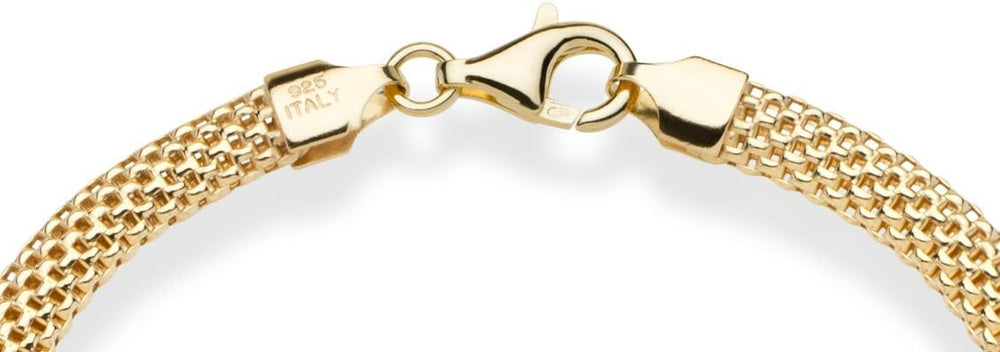 Miabella Italian 18K Gold Over 925 Sterling Silver 5mm Mesh Bracelet Women