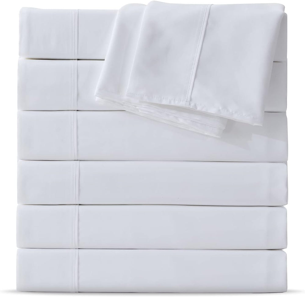 Maple&Stone Twin Flat Sheets Only Bulk Pack of 6 Wholesale Bedding White