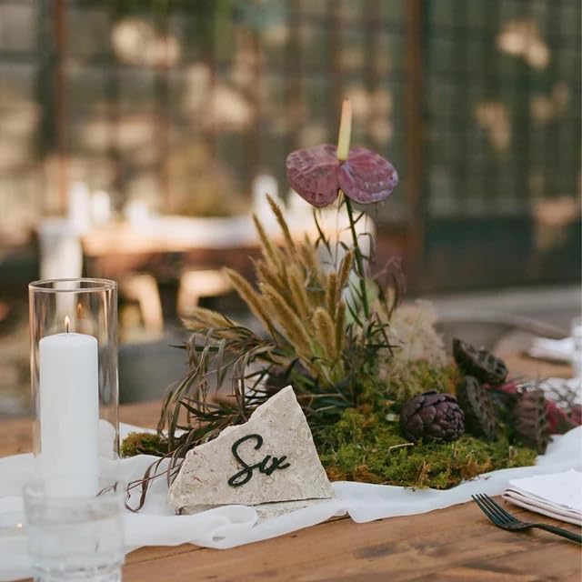 Cursive Wedding Table Number SET, DIY thin modern Black or White acrylic cutouts with silicone glue included. Words only, no backing (One - Twenty, Matte Black)