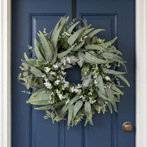 24 Inch Eucalyptus Wreath for Front Door, Farmhouse Decor Wreath