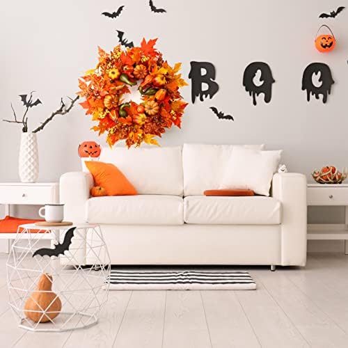 24" Harvest Fall Wreaths for Front Door Outside,Autumn Wreath with Pumpkins