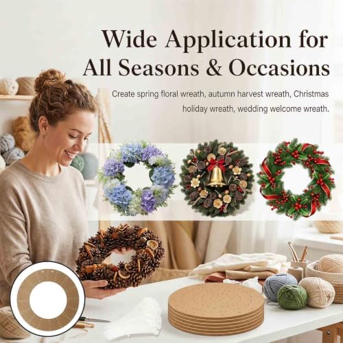 Wreath Boards Kit, 3 Solid & 3 Ring with 100 Ties for DIY Wreath Making