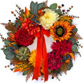 Fall Floral Wreaths for Front Door, 24 Inch Autumn Outdoor Wreath