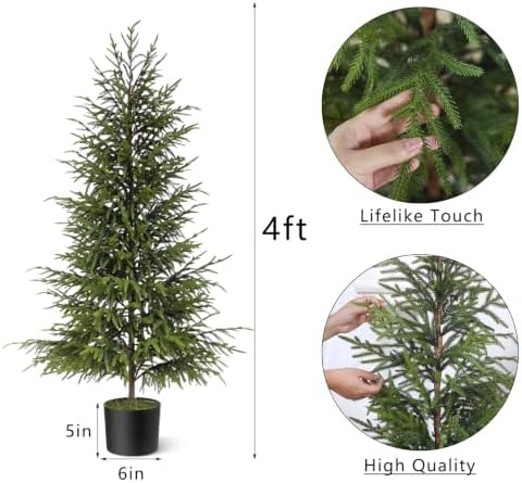 4FT 1Pcs Artificial Norfolk Pine Potted Christmas Tree for Front Door Decor