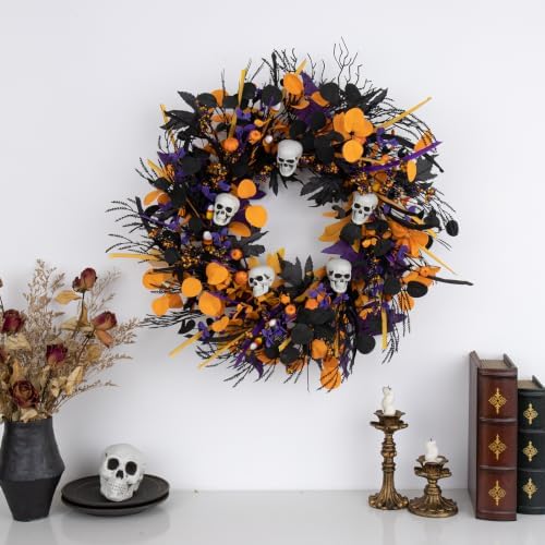 20 Inches Halloween Wreath Halloween Wreaths for Front Door Gothic Wreaths