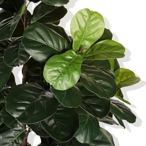 LYERSE Fiddle Leaf Fig Tree Artificial 6ft with Sturdy White Planter