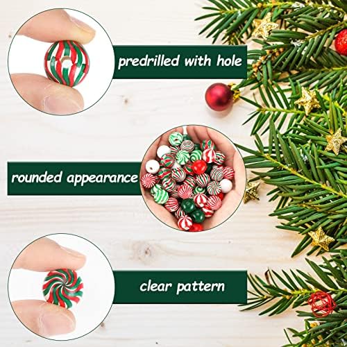Giegxin 360 Pieces Christmas Wooden Beads for Craft Jewelry Making, 13mm