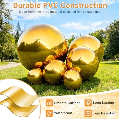 Inflatable Mirror Ball, Large Shiny Disco Ball, 6PCS Gold