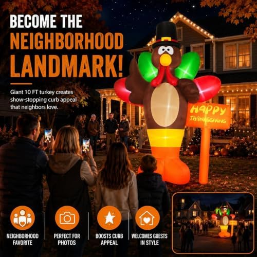 Danxilu Thanksgiving Inflatables 10 FT Giant Turkey Outdoor Decorations