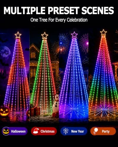 12FT Outdoor Christmas Tree with Lights, DIY Light Show LED Christmas Tree