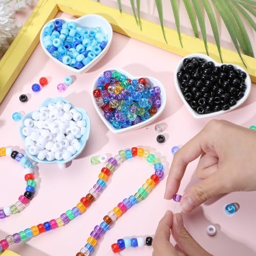 Jexine 10500 Pcs Bulk Plastic Pony Beads for Craft,Round,Mixed Color