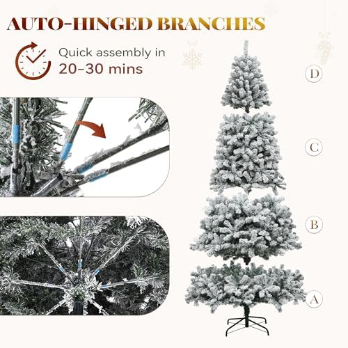 YITAHOME Prelit Snow Flocked Artificial Full Christmas Tree 9ft with Remote Control, Christmas Pine Tree with 11 Light-Modes, 2094 Branch Tips, and Foldable Base for Home, Party Decoration