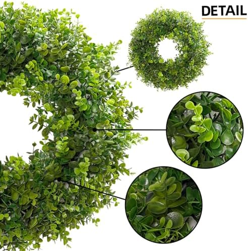 Hiptree 18 Inch Boxwood Wreath for Front Door,Greenery All Year Round
