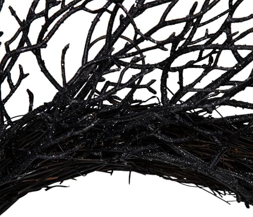 Glittered Twig Artificial Halloween Wreath - 24" - Black - Unlit