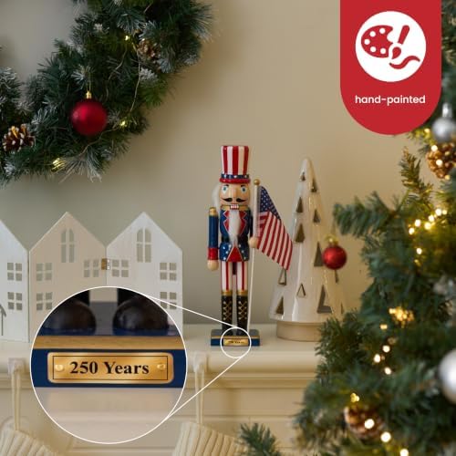 THE TWIDDLERS 250th Anniversary USA Wooden Nutcracker 12 Inch - American Flag Decorative Christmas Nutcracker Figures Uncle Sam - Christmas Ornament Holiday Decor