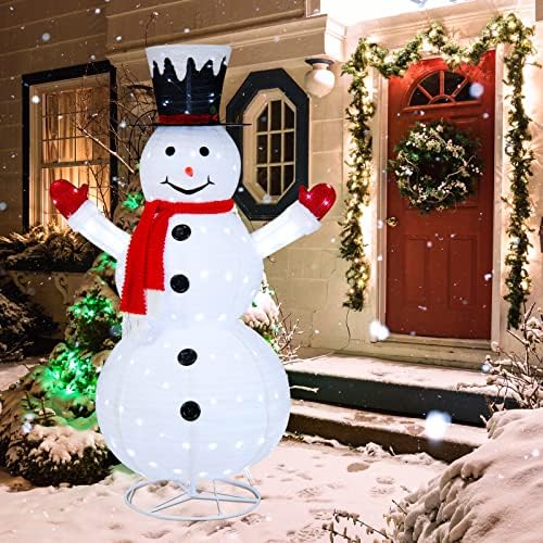 Tangkula 6 FT Lighted Christmas Snowman, Pop-Up 3D Xmas Pre-lit Snowman