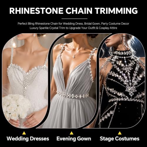 5 Yards Silver Base Crystal Rhinestones Trim Set