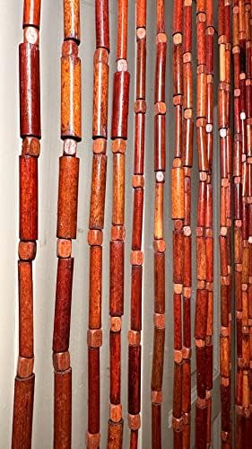Natural Dark Brown Bamboo Beaded Curtain Room Divider Plain Design-Bamboo and Wooden Doorway Beads-Boho Bohemian Curtain 38 Strands 36" Wx78 H