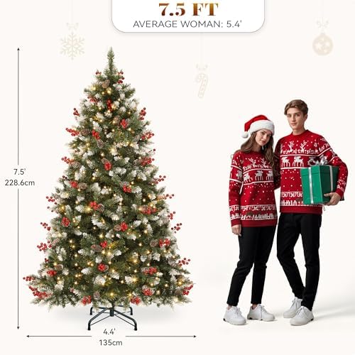 YITAHOME Prelit Pre-Decorated Christmas Tree 7.5FT with Remote