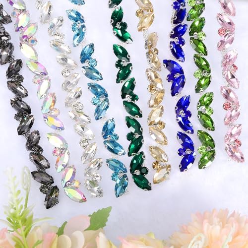 uxcell 3 Yards Rhinestone Chain Trim - 10mm Bling Shiny Crystal Chain Applique for Sewing, DIY Jewelry, Clothing (Champagne)