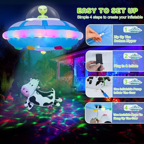 OurWarm 4FT Halloween Inflatables Outdoor, Alien Blow Up Yard Decorations
