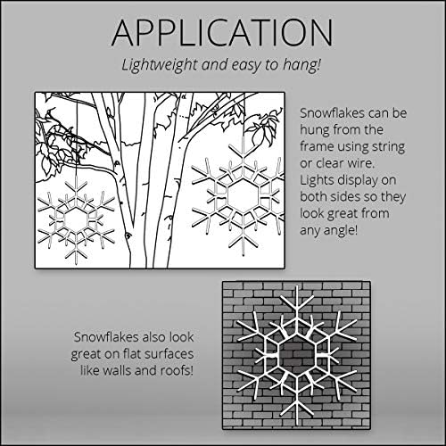 Kringle Traditions Christmas Snowflake Lights Outdoor, 105 LED 36" Folding Blue & White Snowflake Hanging Light, Weather-Resistant Christmas Decoration for Yard, Window, Porch, or Eave