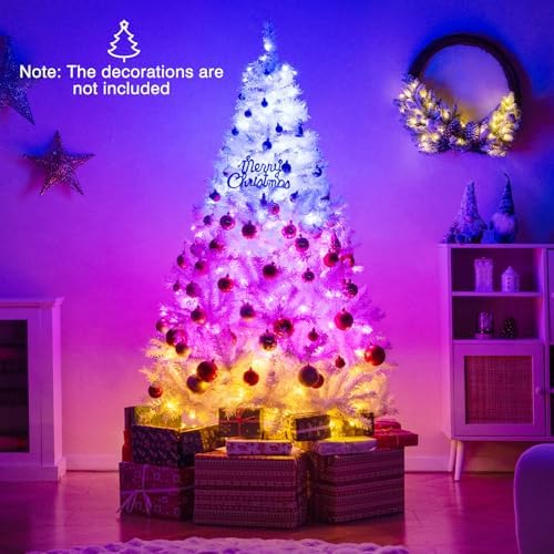 Goplus 6 FT Pre-Lit Christmas Tree with 280 Warm White & 3-Color LED Lights