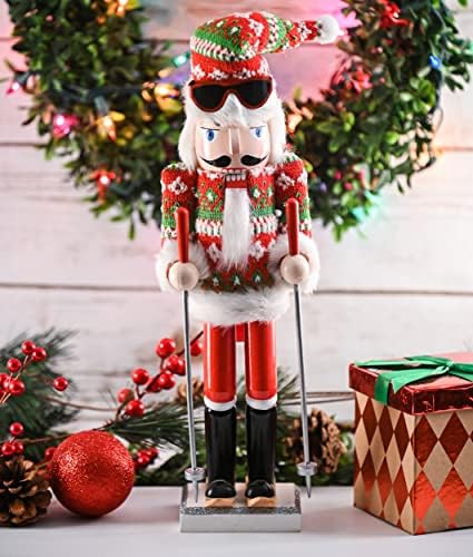 Skier Ski Man Christmas Nutcracker – Wooden Skiing Winter Holiday Decor 15"