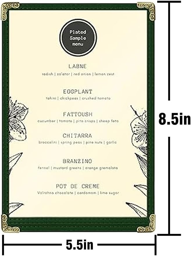 goodsmart restaurant menu covers – 25 pack green, side view