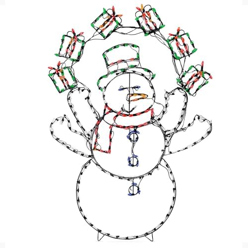 ProductWorks Snowman Yard Decoration - Lighted LED Display - 60 in - Metal