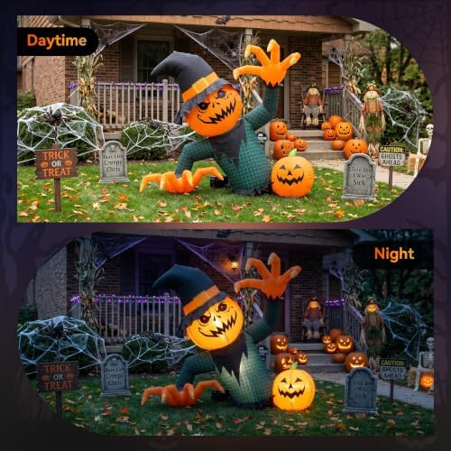 5FT Halloween Inflatable Giant Pumpkin Ghost Outdoor Decoration