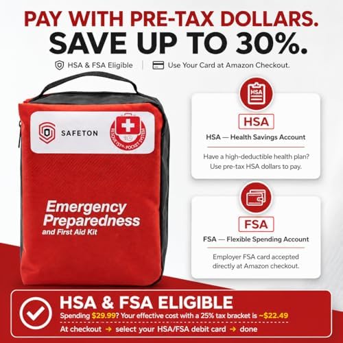 Safeton 180-Piece First Aid Kit, Portable Emergency Preparedness Medical Supp...