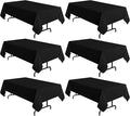 sancua 6 Pack Black Tablecloth 60 x 120 Inch, Rectangle Table Cloth for 8 Feet Tables - Stain and Wrinkle Resistant Washable Polyester Table Cover for Dining Tables, Buffet Parties and Camping