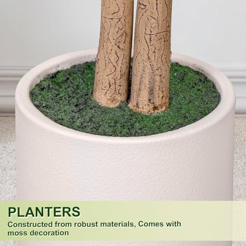 Artificial Ficus Tree 5FT Tall, Faux Ficus Tree Indoor Outdoor, Fake Silk Ficus Plant with Planter, Lifelike Leaves Large Potted Floor Tree for Home Office Living Room Porch Decor
