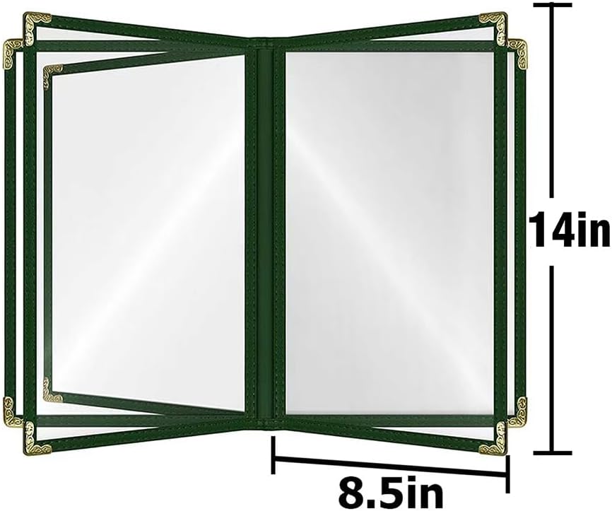goodsmart restaurant menu covers – 25 pack green, close-up detail