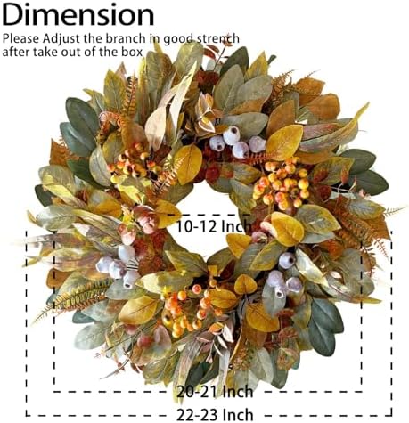 WANNA-CUL 22 Inch Eucalyptus Fall Front Door Wreath Harvest Farmhouse Decor