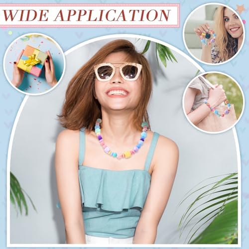 Hotop 342 Pcs Silicone Beads for Keychain Making Kit, 12mm15mm Round 14mm17mm Polygonal Silicone Rubber Beads for Keychain DIY Necklace Bracelet Jewelry Making Supplies
