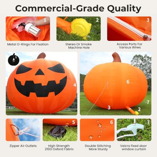 Giant 26Ft Halloween Inflatables Pumpkin Decorations with Blower, 3D Design