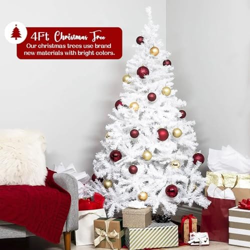 4ft White Artificial Christmas Tree,Arbol de Navidad Small Fake Xmas Tree