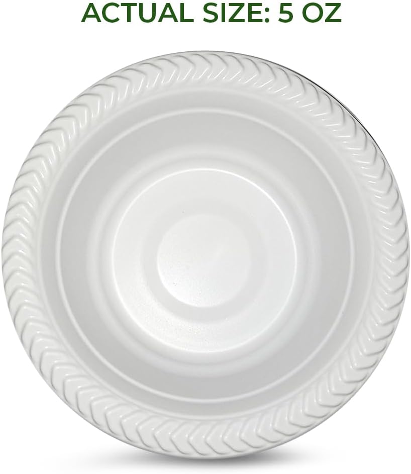 Betta 5 Oz Disposable Plastic Small Dessert Bowls, White, 800 Count, Bulk Cas...