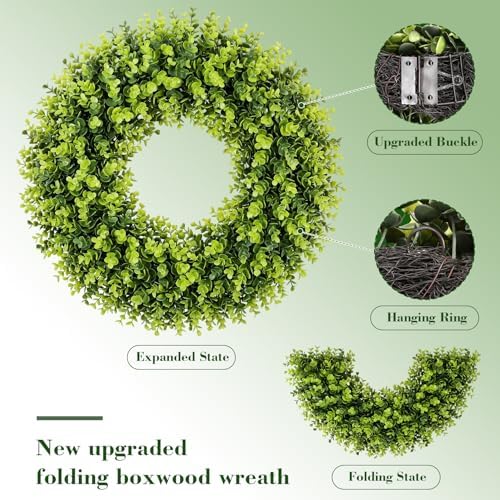 24" Artificial Eucalyptus Wreaths for Front Door Green Wreath All Seasons