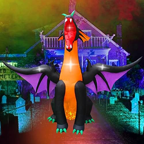 SEASONBLOW 12FT Halloween Inflatable Fire & Ice Dragon Outdoor Decoration