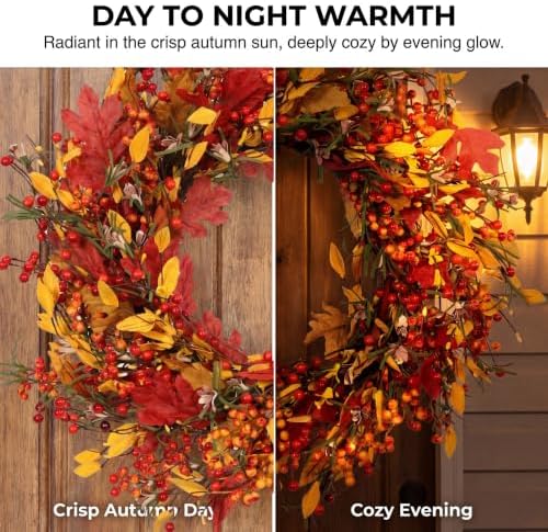 Appalachia Berry Silk Fall Door Wreath 20 Inch Harvest Front Door Decor