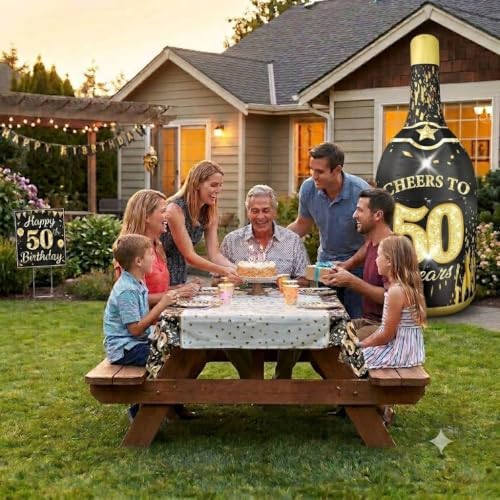 6FT 50th Birthday Inflatable Outdoor Champagne Bottle Decorations