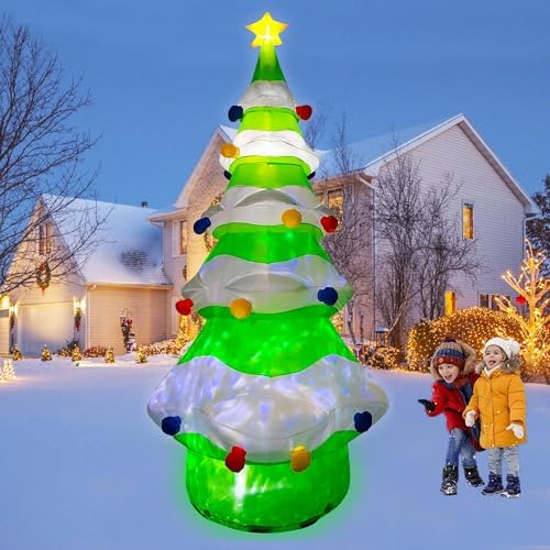 SEASONBLOW 12 FT Giant Inflatable Christmas Tree Xmas Decoration for Blow Up Built-in Lights for Yard Indoor Outdoor Lawn Yard Garden Holiday